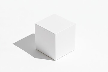 Blank white cube on white background