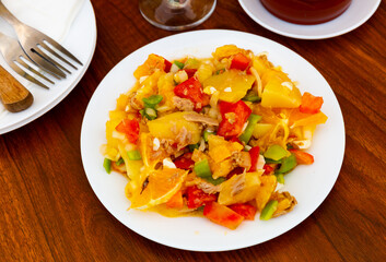 tradiditional malaga salad from cod and potato for lunch