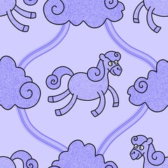 Christmas animals seamless horse pattern for wrapping paper and fabrics