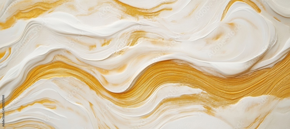 Poster Luxurious abstract golden texture background with artistic paint strokes on canvas. Ideal for wallpaper, decor, and high-end design visuals in warm gold tones.