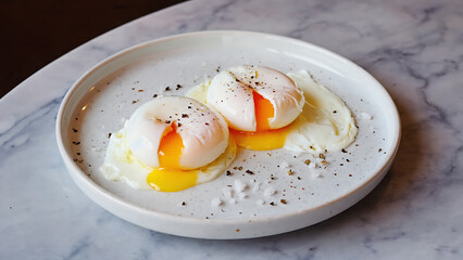 Two poached eggs on a plate