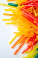 Colorful Plastic Straws Rainbow Gradient Pile