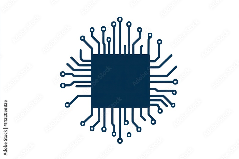 Poster microchip design with circuit connections technology and electronics symbol