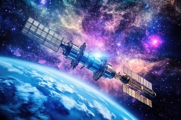Space station orbiting Earth