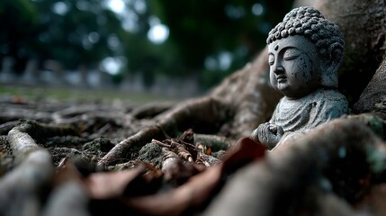 Fototapeta premium Buddha as a peaceful avatar of Vishnu meditating under the Bodhi tree