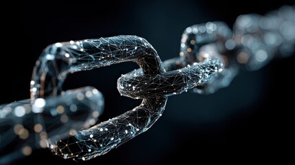 High resulation image of digital chain for link and blockchain concept.