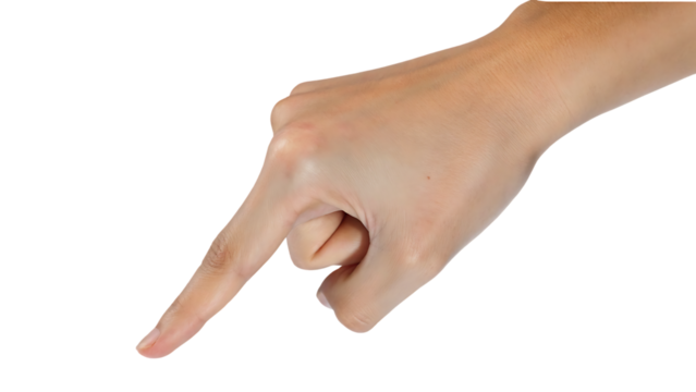 Close-Up Hand Gesture – Pointing Finger Isolated on png