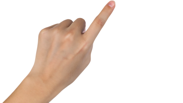 Close-Up Hand Gesture – Pointing Finger Isolated on png