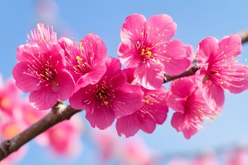 Obraz premium Vibrant Pink Plum Blossoms Spring Flowers Close Up