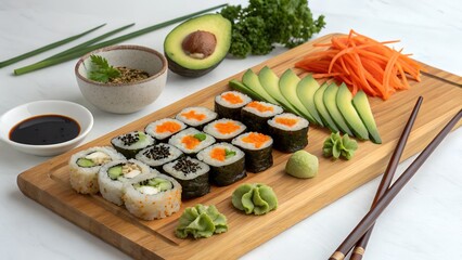 Vegan Sushi Spread &ndash; Copy Space for Clean Eating