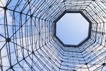 cooling tower of an old cooker in old abandoned coal complex