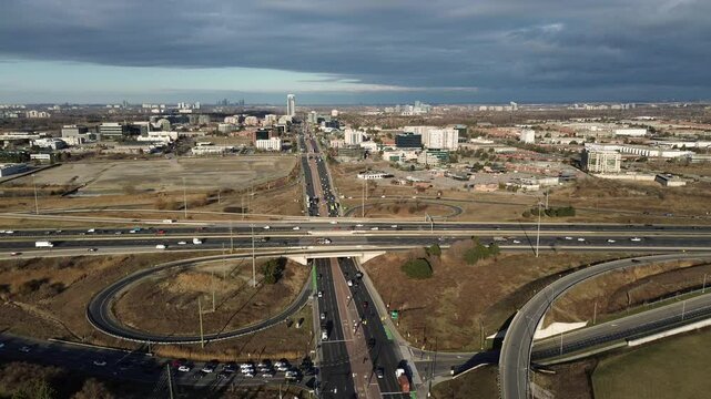 Traffic on the morning commute in Markham Ontario