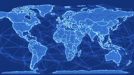 Fototapeta premium Illustration of a Global Communication Network Interlinking Devices and Data Sources Forming a Unified Digital Grid