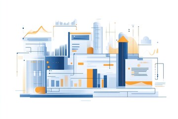 Data Visualization and Analytics Dashboard Illustration Featuring Graphs Charts and Statistic