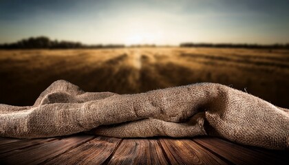 burlap hessian sacking on wood