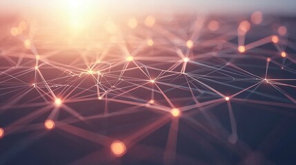 Interconnected Data Nodes In Cyberspace With Lines of Communication Creating a Complex Digital Web With Abstract Background