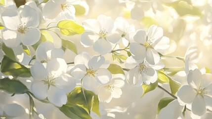 Delicate spring blossoms bathed in sunlight.