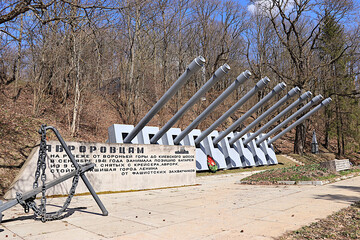 Russia, Saint Petersburg, April 15, 2025. In the photo, a monument on Voronya Gora to the Aurora...