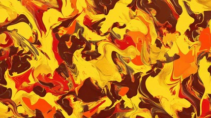 Abstract Marbling Texture with Vibrant Yellow Orange and Red Swirls