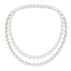 Double Strand Pearl Necklace. Necklace from white pearls, 3D rendering isolated on transparent background