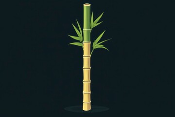 Fototapeta premium Bamboo stalk with leaves nature illustration botanical design plant graphic vector art