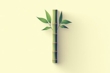 Naklejka premium Bamboo Stem with Fresh Leaves on a Soft Background