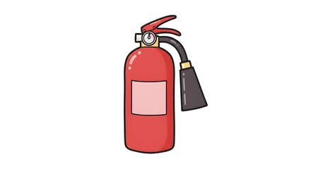 Obraz premium Cartoon Fire Extinguisher Illustration on White Background