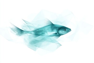 Fototapeta premium Abstract Teal Fish with Geometric Patterns and Soft Background