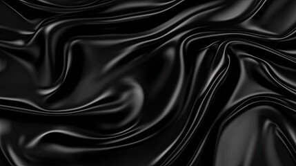 Obraz premium Abstract Black Silk Fabric Texture with Smooth Waves and Drapes