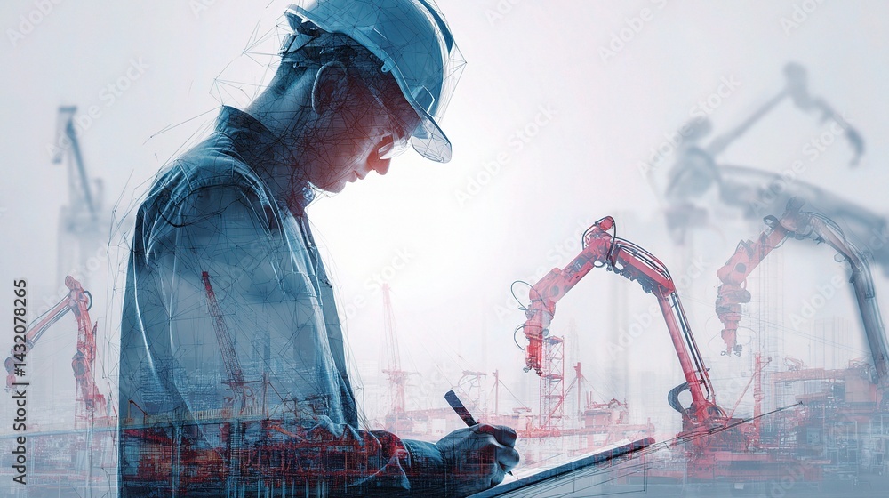 Aufkleber engineer creating blueprint for electric circuit project