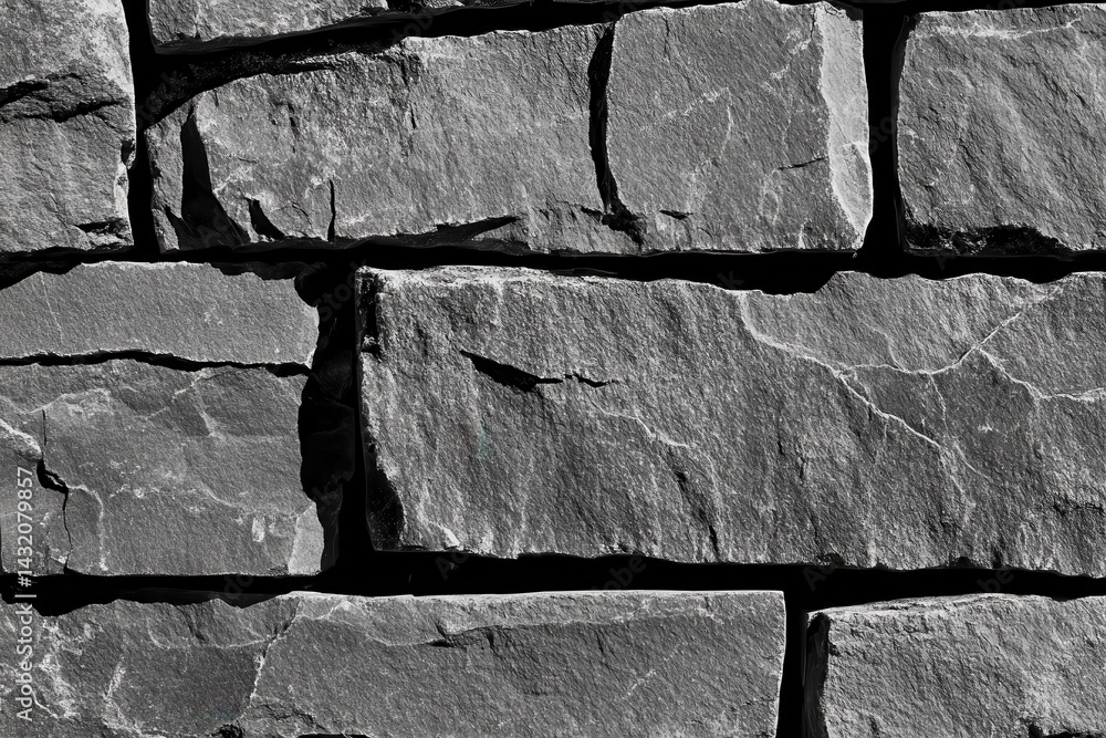 Poster close-up view of a stone wall. natural, textured blocks arranged in a pattern