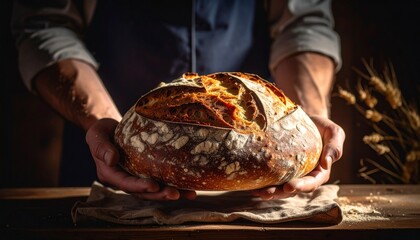 Artisanal sourdough bread with perfect scoring pattern