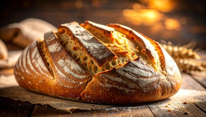 Artisanal sourdough bread with perfect scoring pattern