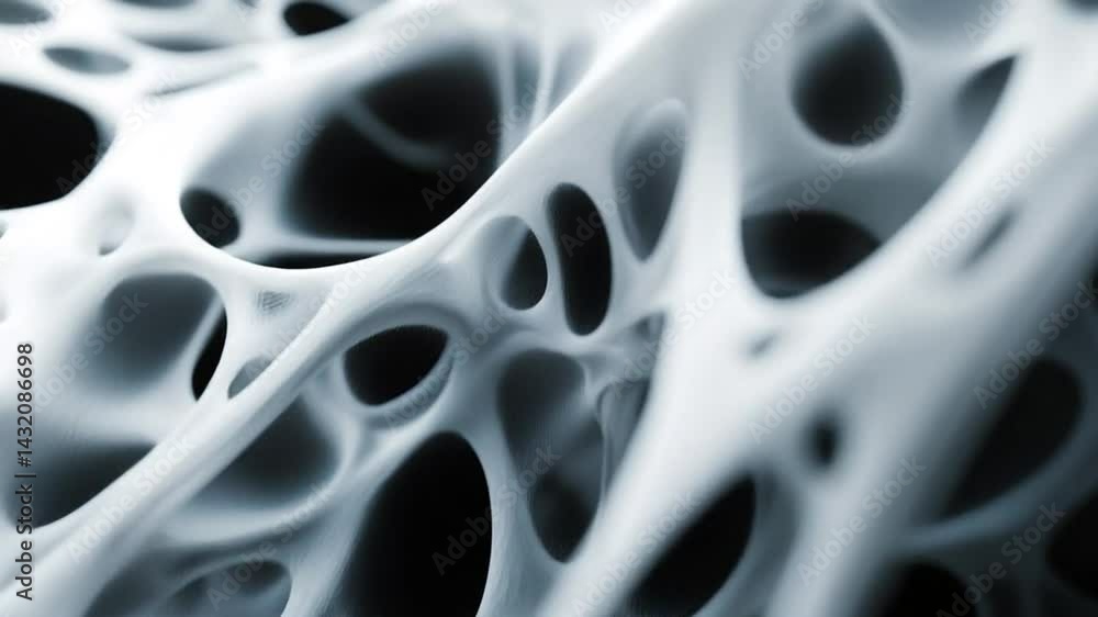 Aufkleber abstract close-up of intricate white organic patterns resembling cellular structures on a black back