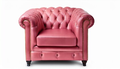 classic pink chesterfield armchair isolated on transparent background