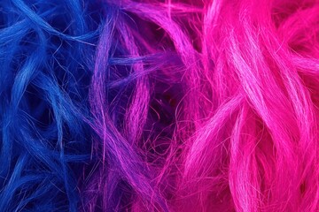 Obraz premium Vibrant, colorful, dyed hair strands in a close-up view.