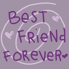 Best friend forever hand write in purple color