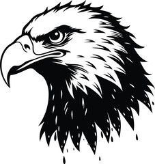 Bold Eagle Head Vector Illustration – Black and White Tribal Style