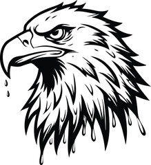 Bold Eagle Head Vector Illustration – Black and White Tribal Style