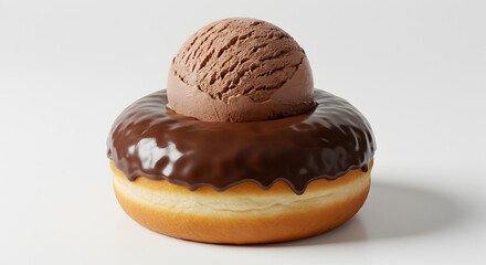 Chocolate Glazed Donut with Ice Cream