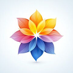 Fototapeta premium Colorful Abstract Flower Design with Rainbow Leaves