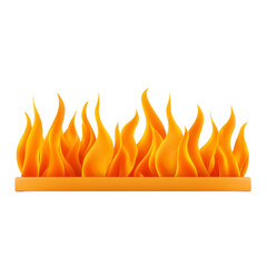 row of stylized orange flames rises from flat surface, creating dynamic and energetic visual. flames are smooth and symmetrical, evoking sense of warmth and intensity