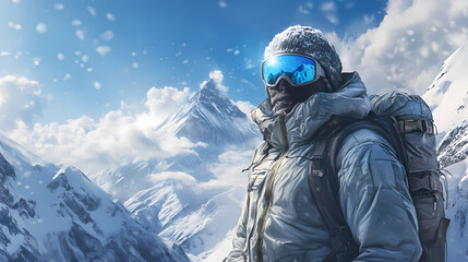 adventurer snowcapped mountain