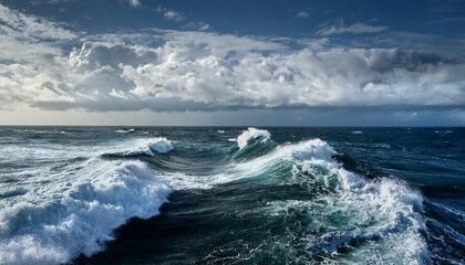 Fototapeta premium dynamic ocean waves under cloudy sky