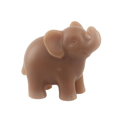 Isolated playful mini milk chocolate elephant on white background
