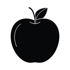 Apple Silhouette Vector on White Background