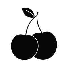 Acerola Cherry Silhouette in Black on White Background