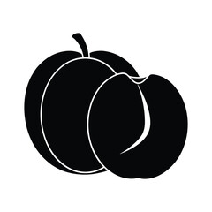 Apricot Whole and Half Silhouette in Black on White