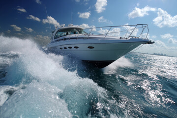 Sport cruiser speeding through the ocean