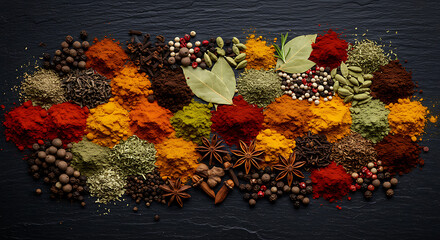 Vibrant Collection of Aromatic Spices and Herbs